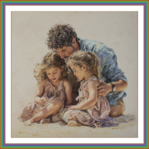 Pintura de retrato a pastel de 3 pessoas na pose corpo inteiro